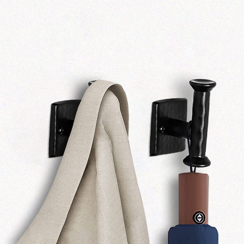 Monarch Abode Towel Hooks for Bathrooms â€“ 2 Pack 3-inch Hand Hammered Metal Matte Black Hook, Wall Mounted Bathroom Hooks for Towels, Support up to 11 lbs Bath Robe Hook, Towel Hanger for Bathroom - Image 3